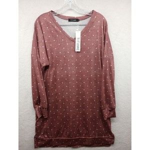 Titame NWT Polka‎ Dot Pink/Rosegold Casual Women's Dress Tunic Top SZ L Comfort